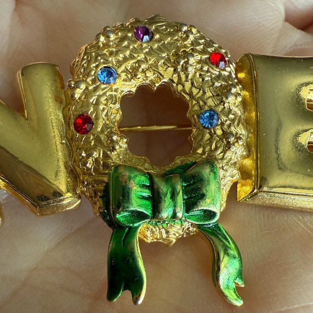 Vintage JJ Jonette Jewelry NOEL Christmas Brooch Pin - Picture 2 of 7